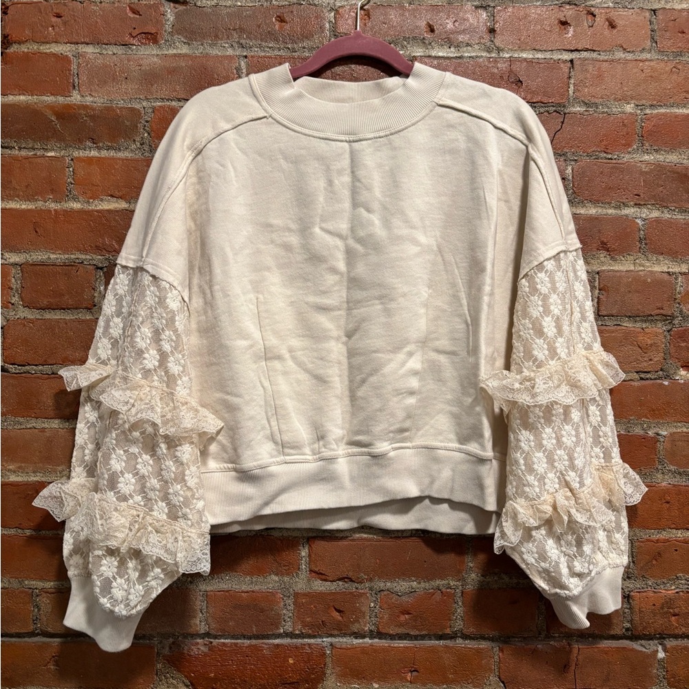 Free People Gaia Lace Crewneck NWT - Picture 4 of 7